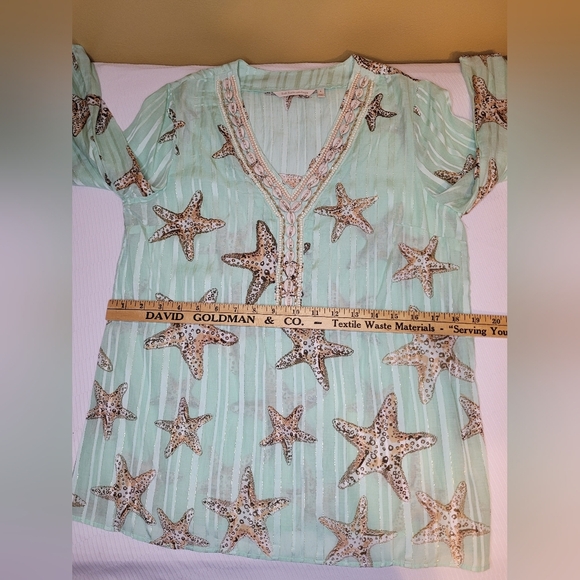 Soft Surroundings Stella Marina Top Metallic Thread Sea Shells Starfish Beaded s - Picture 6 of 9